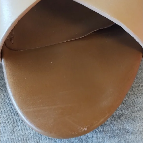 Tory Burch Color Cube 100mm Mule Sandals - Veg Nappa in Sun Beige - Size 8 - Picture 11 of 15